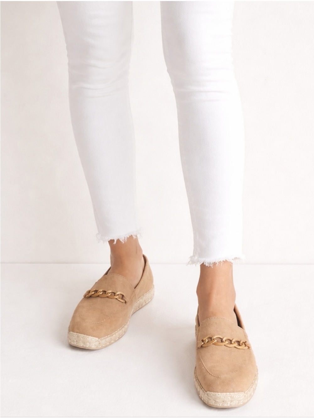Talbots Hadley Chain Suede Platform Espadrilles Light Toffee Size 7.5